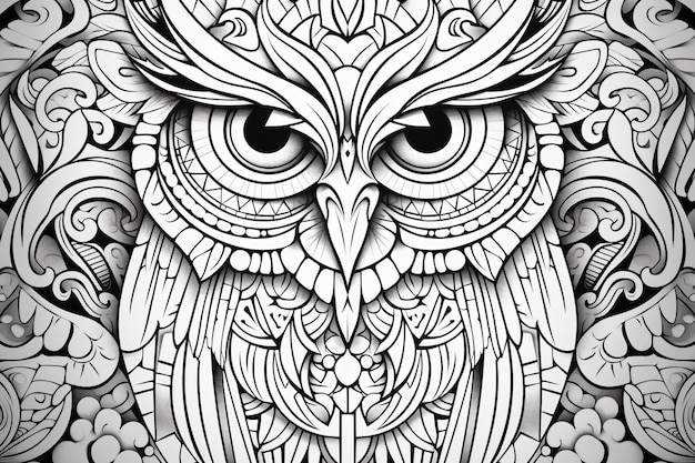 coloring page mosaic owl