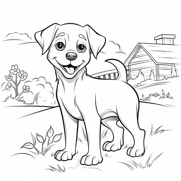 Premium AI Image | Coloring page outline of cute dog black and white ...
