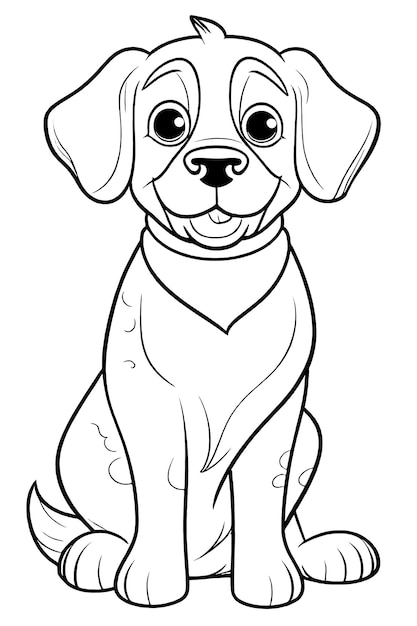 Coloring page outline of Kids Coloring Page Cute Dog Illustration