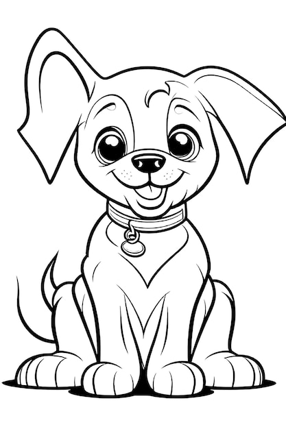Контур раскраски детской раскраски. Иллюстрация милой собаки.