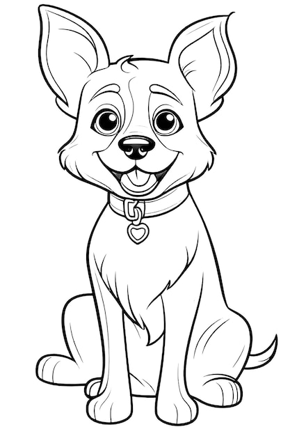 Coloring page outline of Kids Coloring Page Cute Dog Illustration