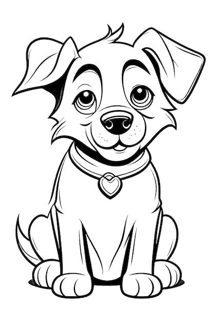 Coloring page outline of Kids Coloring Page Cute Dog Illustration