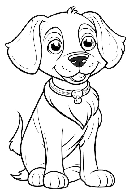 Coloring page outline of Kids Coloring Page Cute Dog Illustration