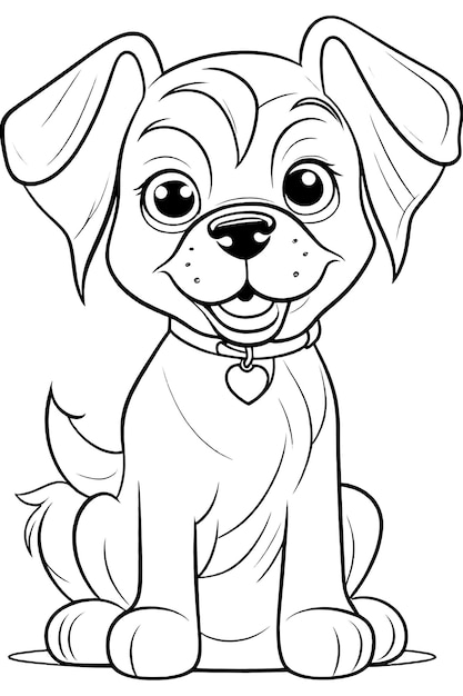 Coloring page outline of Kids Coloring Page Cute Dog Illustration