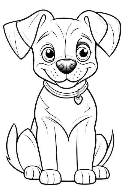 Coloring page outline of Kids Coloring Page Cute Dog Illustration