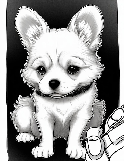 Photo coloring page outline of kids coloring page cute dog illustration