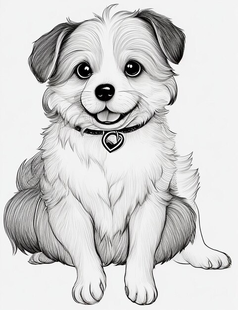 Coloring page outline of Kids Coloring Page Cute Dog Illustration