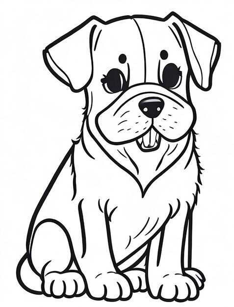 Coloring page outline of Kids Coloring Page Cute Dog Illustration