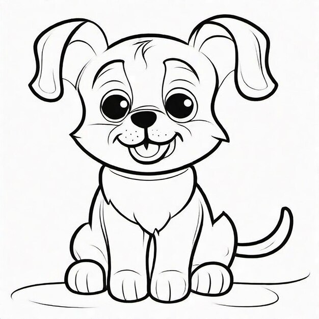 Coloring page outline of Kids Coloring Page Cute Dog Illustration