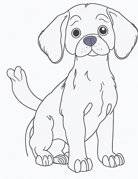 Foto colorazione di una pagina per bambini colorazione di un'illustrazione per cani carini