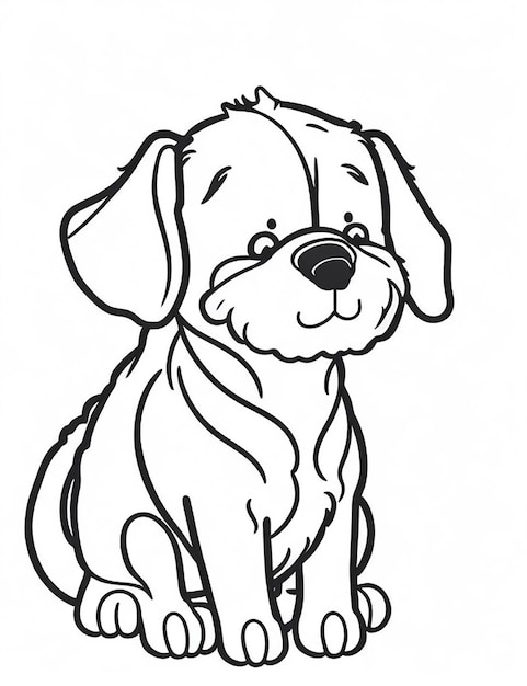 Coloring page outline of Kids Coloring Page Cute Dog Illustration