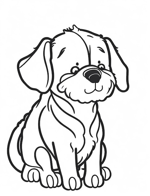 Photo coloring page outline of kids coloring page cute dog illustration