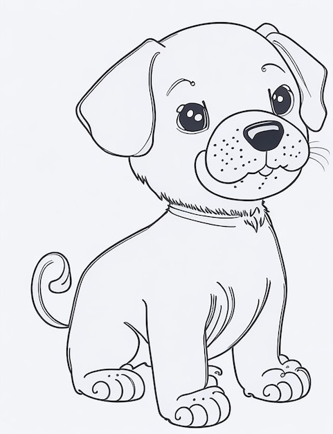 Coloring page outline of Kids Coloring Page Cute Dog Illustration