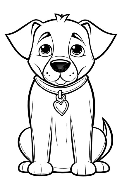 Photo coloring page outline of kids coloring page cute dog illustration