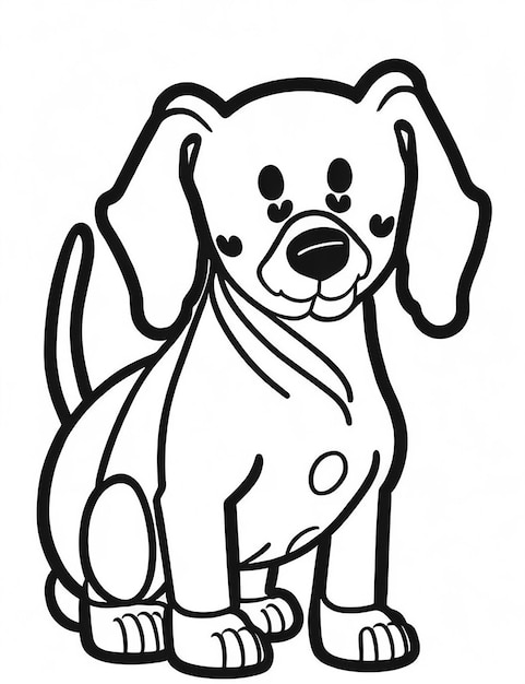 Foto colorazione di una pagina per bambini colorazione di un'illustrazione per cani carini