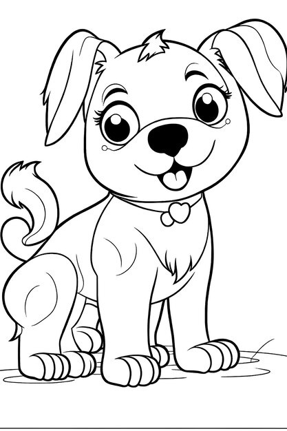 Coloring page outline of Kids Coloring Page Cute Dog Illustration