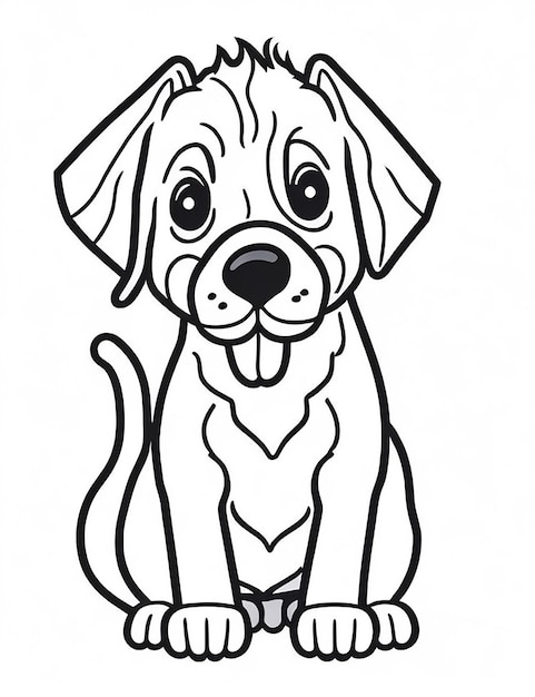 Coloring page outline of Kids Coloring Page Cute Dog Illustration
