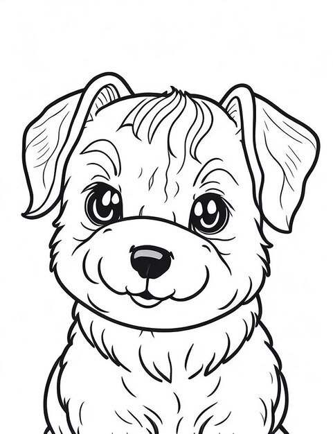 Coloring page outline of Kids Coloring Page Cute Dog Illustration