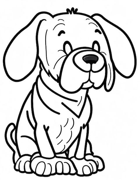 Coloring page outline of Kids Coloring Page Cute Dog Illustration