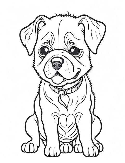 Coloring page outline of Kids Coloring Page Cute Dog Illustration