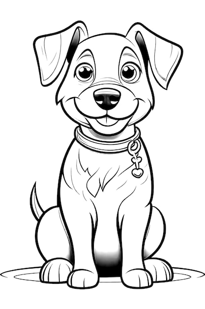 Photo coloring page outline of kids coloring page cute dog illustration