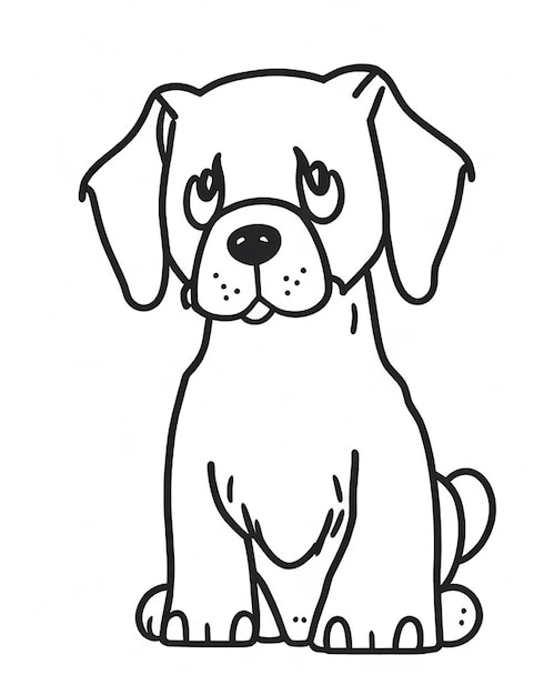 Coloring page outline of Kids Coloring Page Cute Dog Illustration