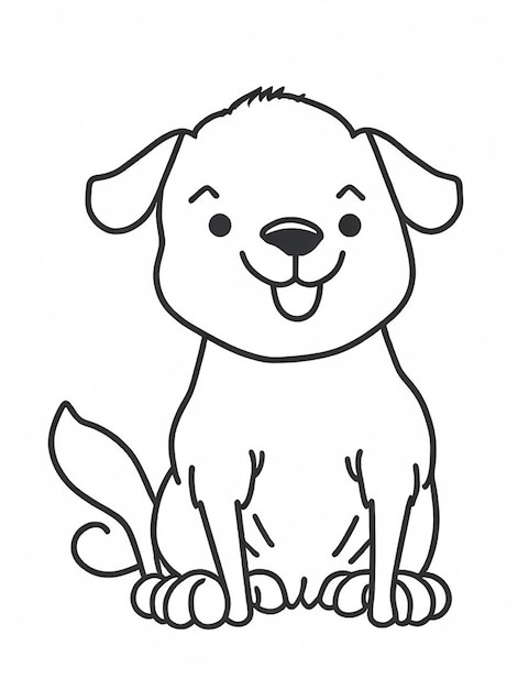 Photo coloring page outline of kids coloring page cute dog illustration