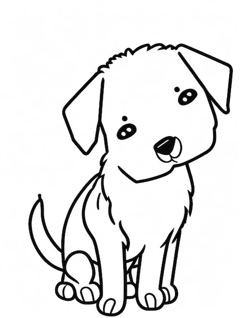 Photo coloring page outline of kids coloring page cute dog illustration