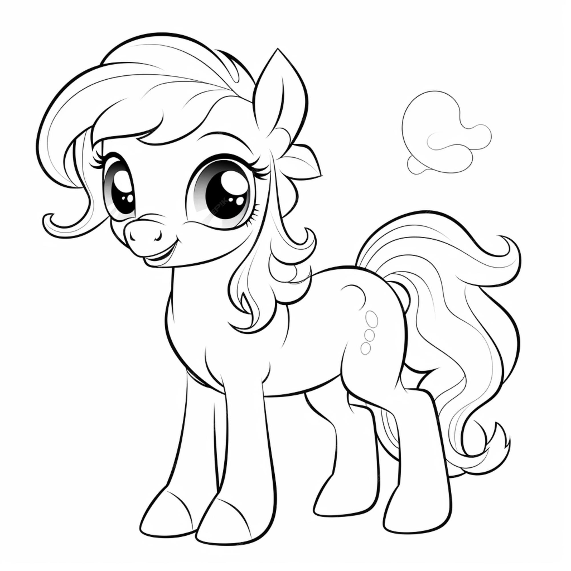 Premium AI Image  Coloring pages for kids to print my little pony coloring  pages generative ai