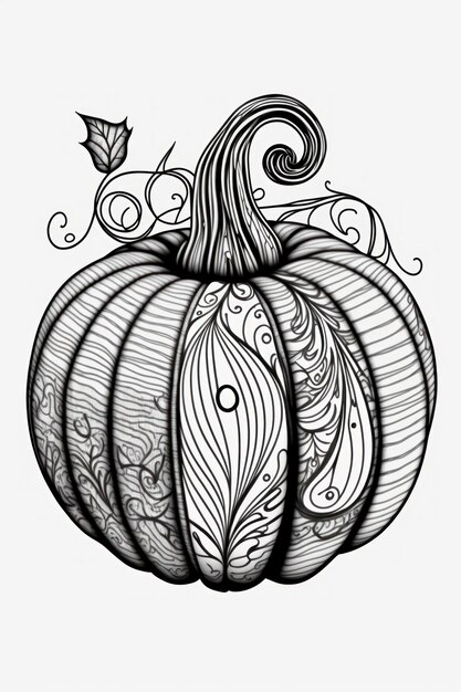 Photo coloring page pumpkin think lines