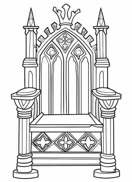 a coloring page of a throne with candles and a cross generative ai