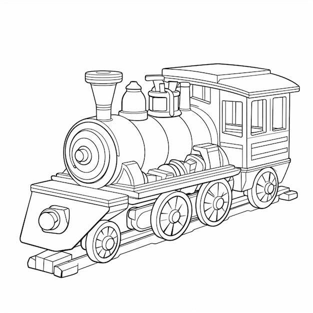 Photo a coloring page of a train engine with a small engine generative ai