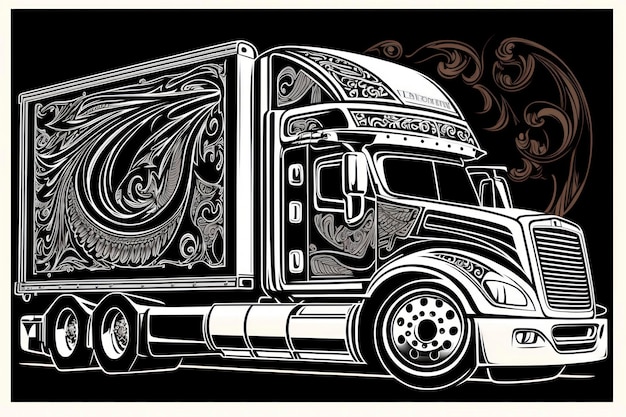 Coloring page truck think lines