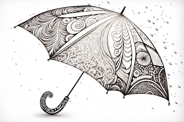 Coloring page umbrella and leave