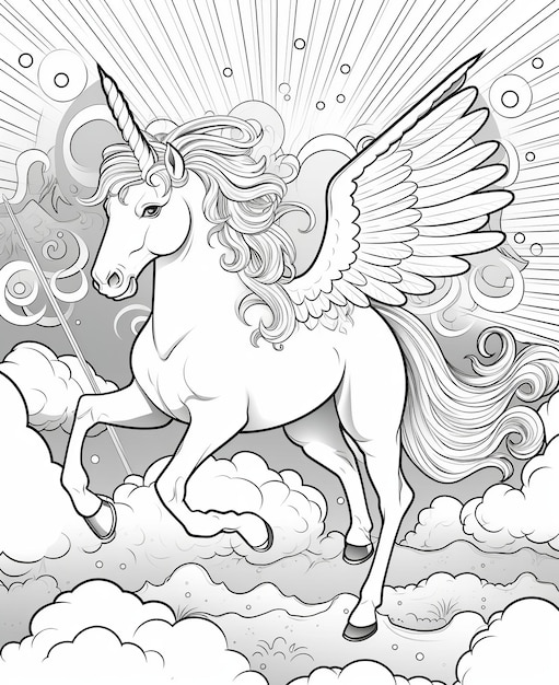 Photo coloring page unicorn
