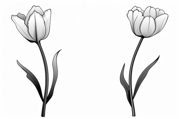 Foto pagina da colorare per vibrant tulip flower drawing springs vivacity