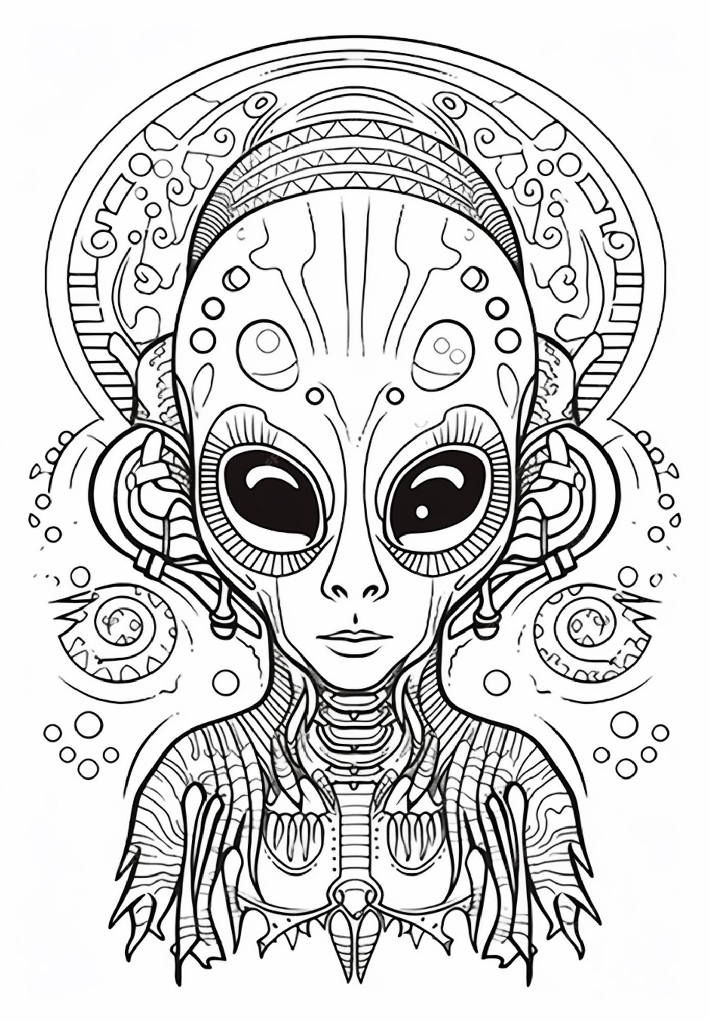 alien head coloring pages