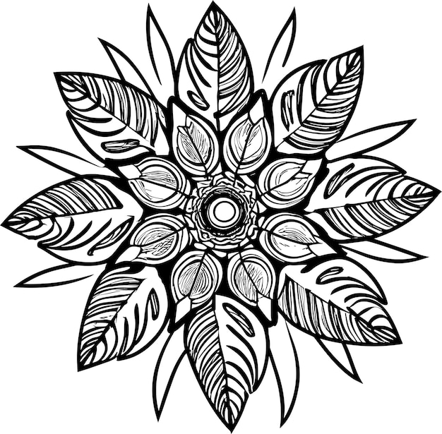 Coloring page with christmas flower decoration generative ai