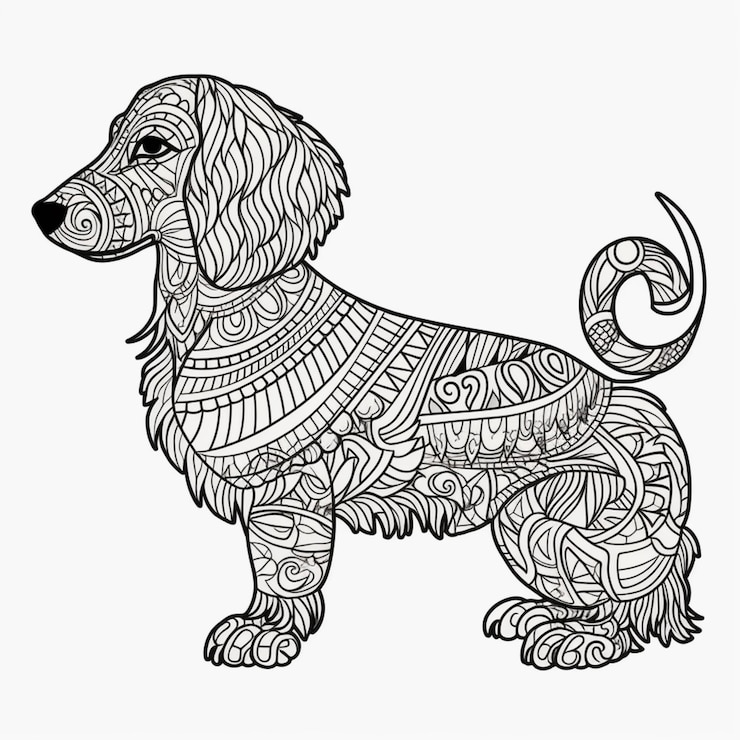 Photo a coloring page with a dog in the middle of it generative ai