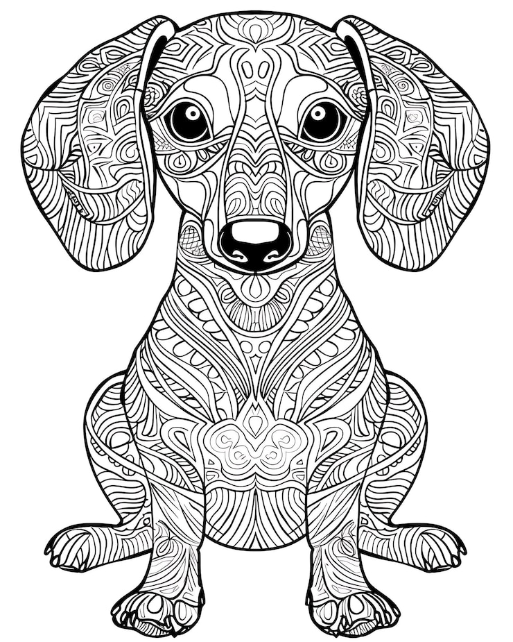 Photo a coloring page with a dog sitting on the ground