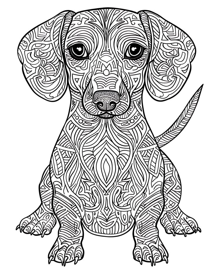 Photo a coloring page with a dog sitting on the ground