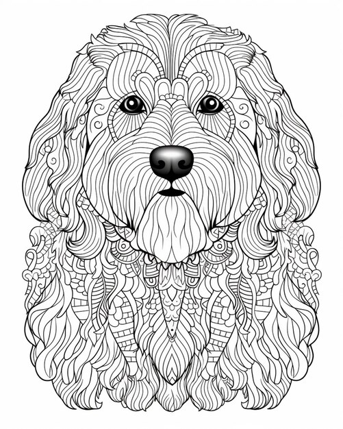 Photo a coloring page with a dogs face and a large generative ai