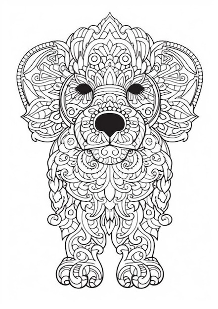 a coloring page with an elephant with a large head and a large tusk generative ai