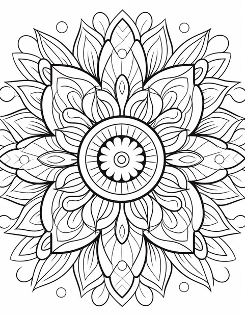 Photo a coloring page with a flower design on it generative ai