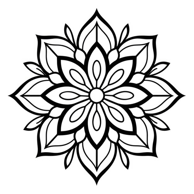 coloring page with flowers pattern Black and white doodle wreath Floral mandala Bouquet line art