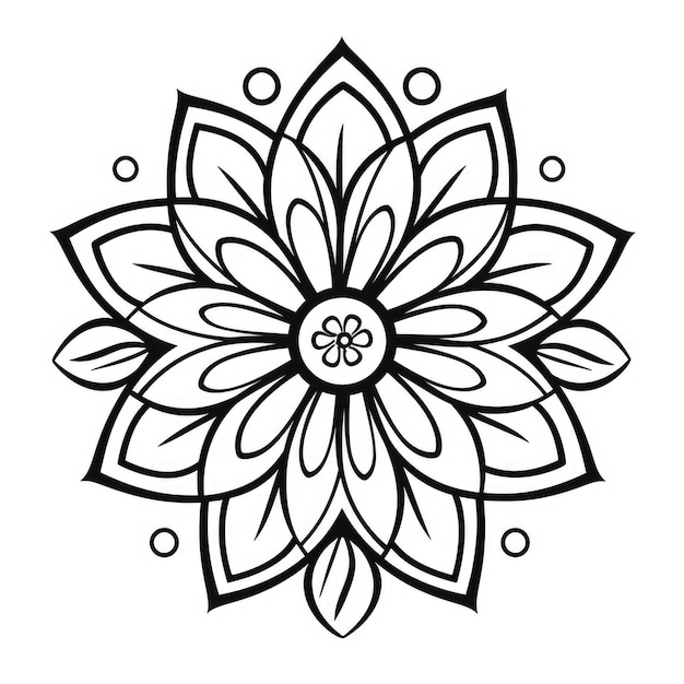 Photo coloring page with flowers pattern black and white doodle wreath floral mandala bouquet line art