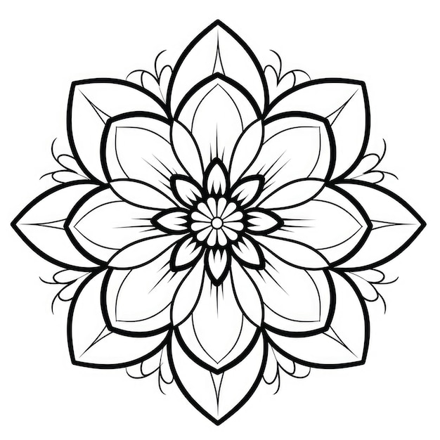 Окраска страницы с цветочным рисунком Черно-белый штрих венок цветочная мандала букет линейного искусства