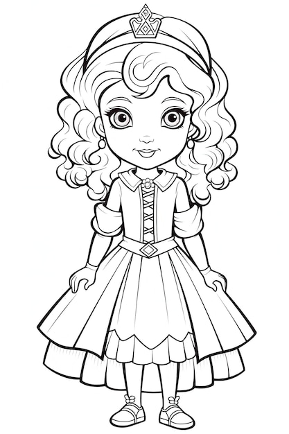 Coloring page with princess Illustration AI GenerativexA