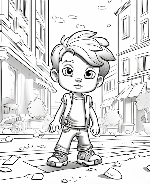 Coloring page for young kids cartoon style thick lines low detail no shading