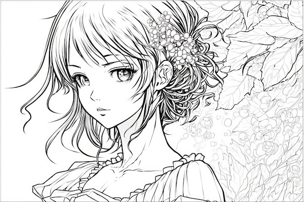 Coloring pages for adults anime girl